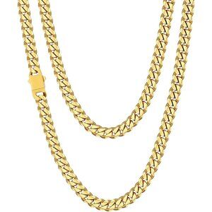 Fiusem .6mm width-gold 20 inches 3.5mm Cuban Link Chains for Men